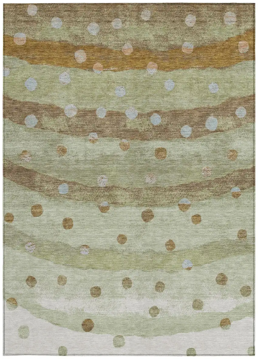 Sage And Green Striped Washable Indoor Outdoor Area Rug Photo 4