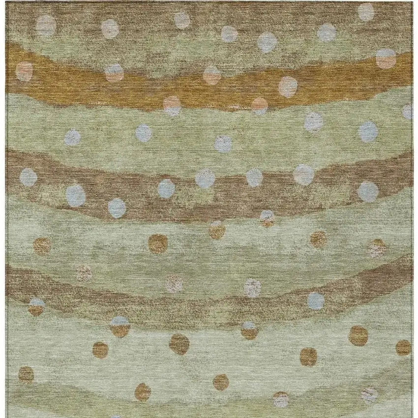Sage And Green Striped Washable Indoor Outdoor Area Rug Photo 6