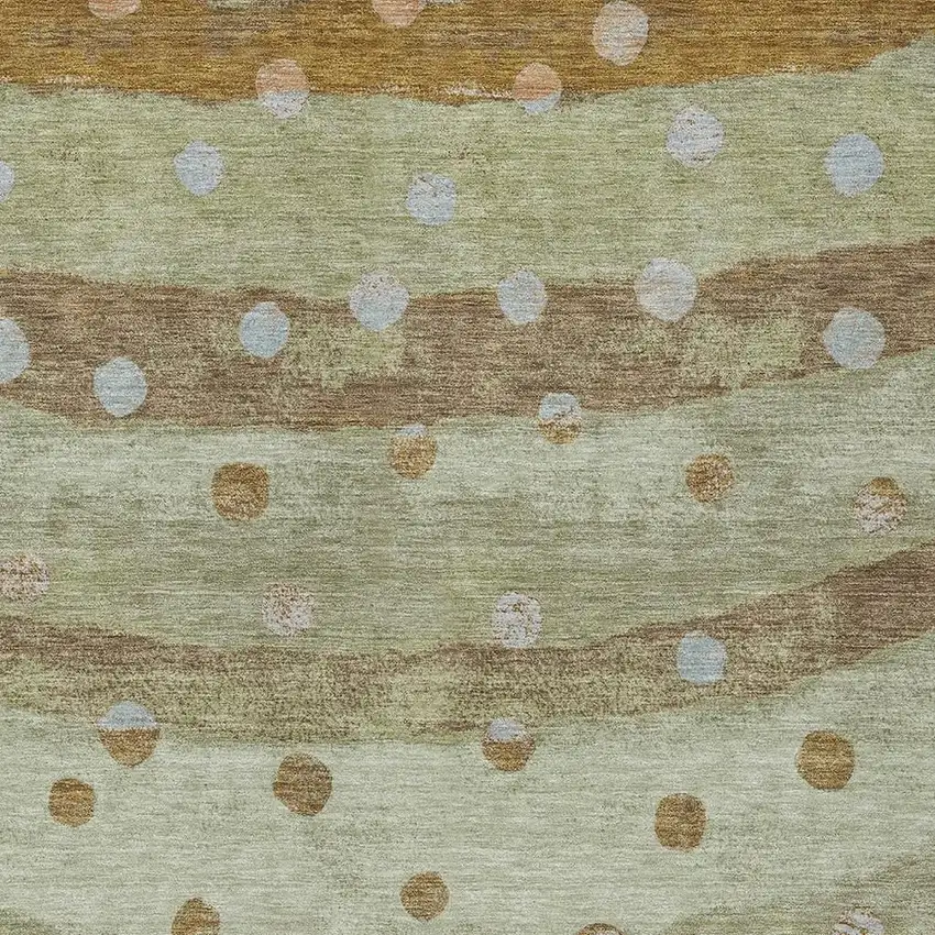 Sage And Green Striped Washable Indoor Outdoor Area Rug Photo 5