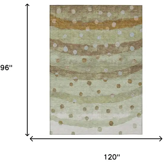 Sage And Green Striped Washable Indoor Outdoor Area Rug Photo 9