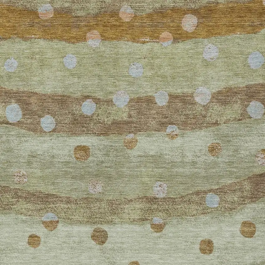 Sage And Green Striped Washable Indoor Outdoor Area Rug Photo 3