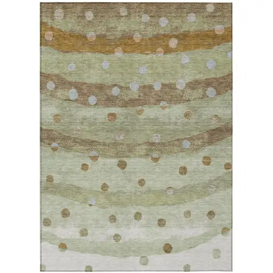Sage And Green Striped Washable Indoor Outdoor Area Rug Photo 2