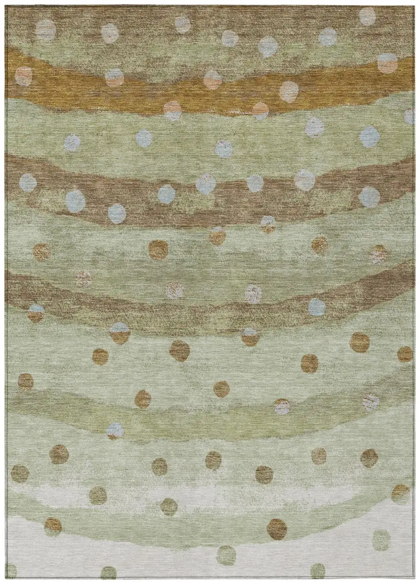 Sage And Green Striped Washable Indoor Outdoor Area Rug Photo 2