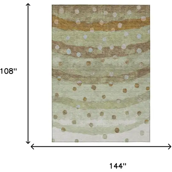 Sage And Green Striped Washable Indoor Outdoor Area Rug Photo 9
