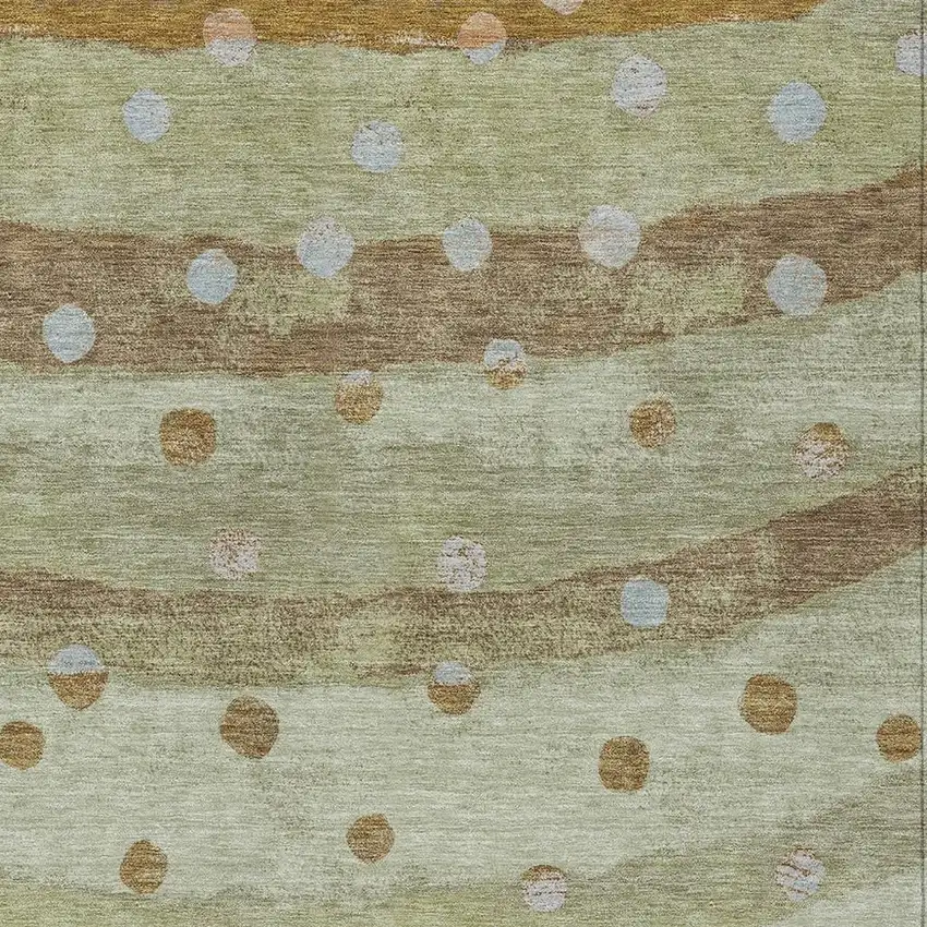 Sage And Green Striped Washable Indoor Outdoor Area Rug Photo 5