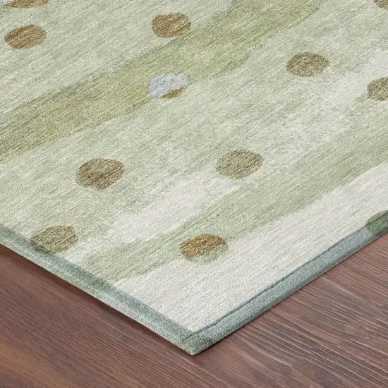 Sage And Green Striped Washable Indoor Outdoor Area Rug Photo 7