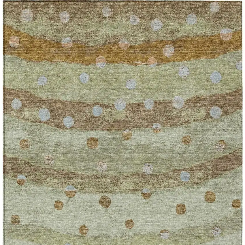 Sage And Green Striped Washable Indoor Outdoor Area Rug Photo 4