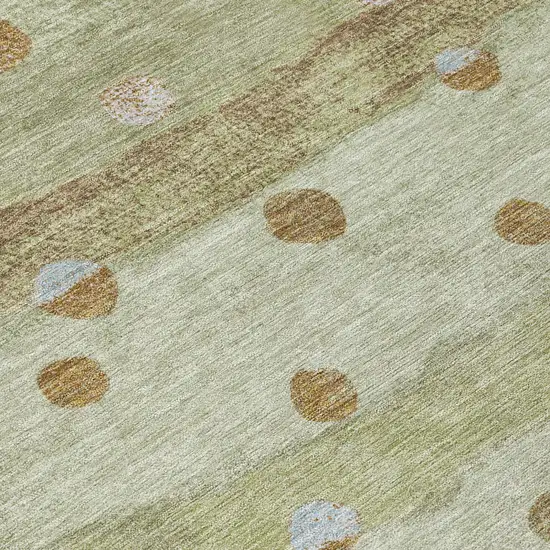 Sage And Green Striped Washable Indoor Outdoor Area Rug Photo 8