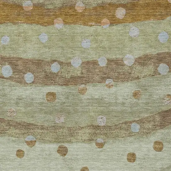 Sage And Green Striped Washable Indoor Outdoor Area Rug Photo 3