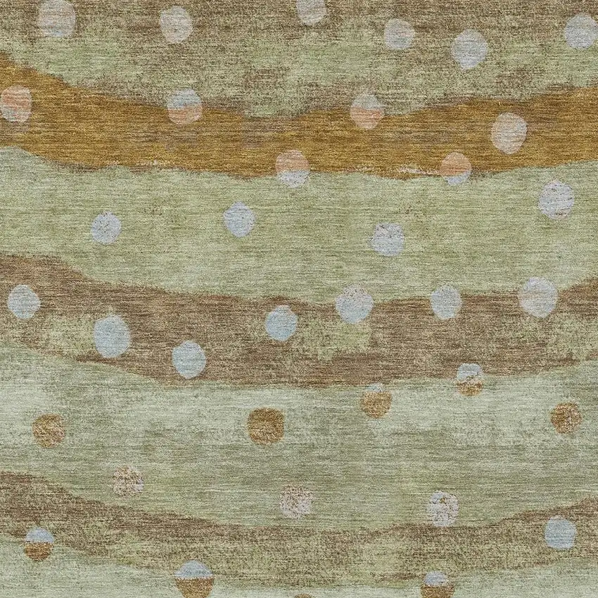 Sage And Green Striped Washable Indoor Outdoor Area Rug Photo 5