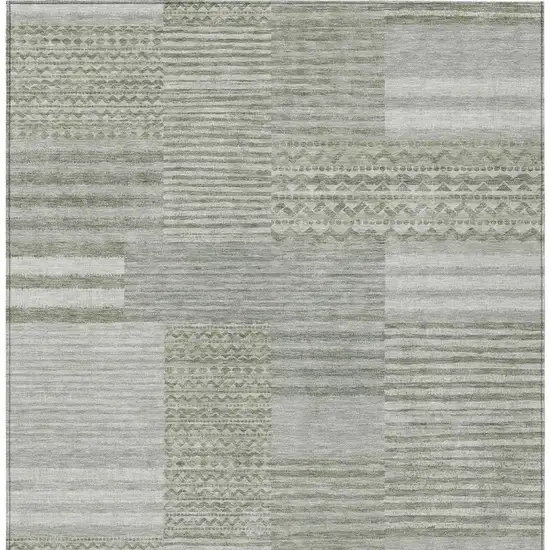 Sage And Green Striped Washable Indoor Outdoor Area Rug Photo 4