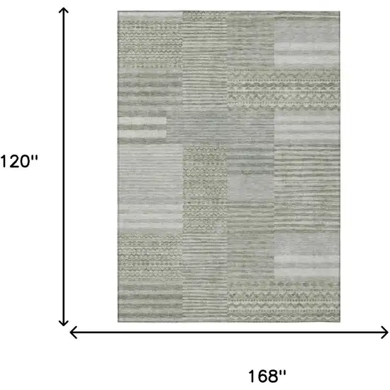 Sage And Green Striped Washable Indoor Outdoor Area Rug Photo 7