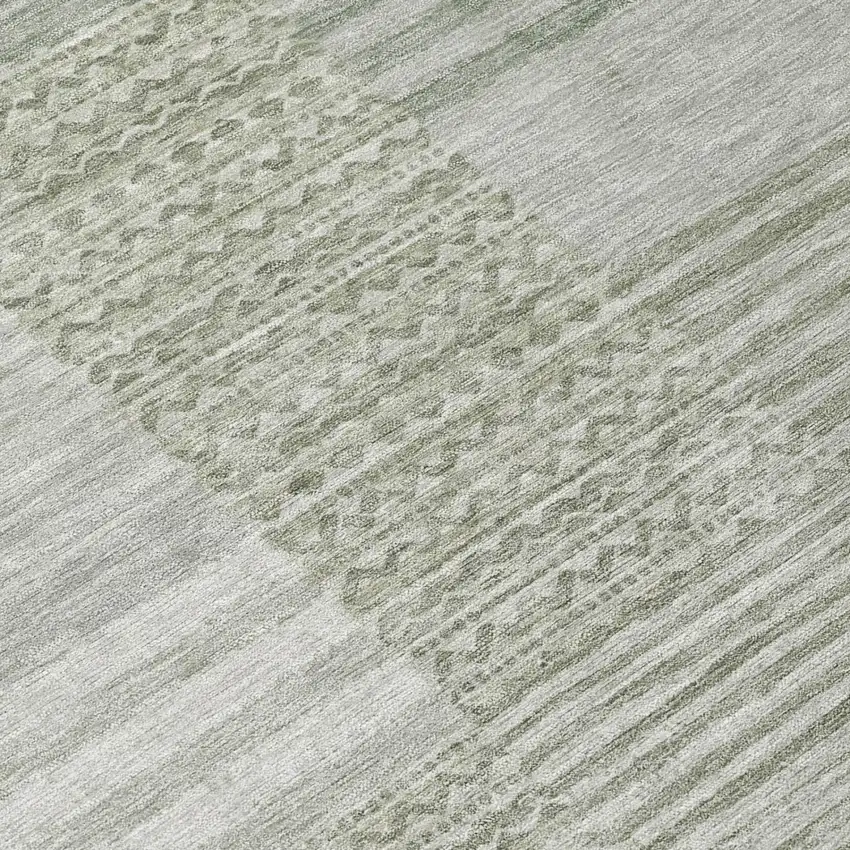 Sage And Green Striped Washable Indoor Outdoor Area Rug Photo 6