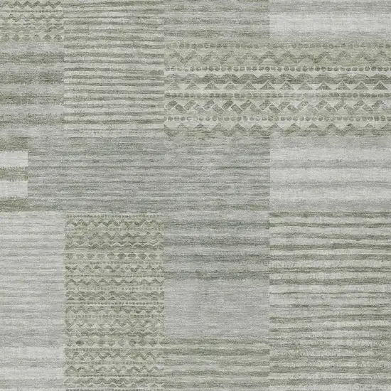 Sage And Green Striped Washable Indoor Outdoor Area Rug Photo 3