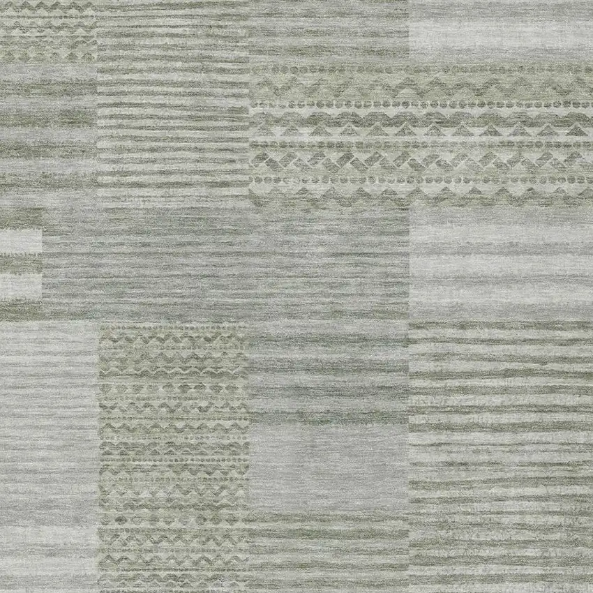 Sage And Green Striped Washable Indoor Outdoor Area Rug Photo 3