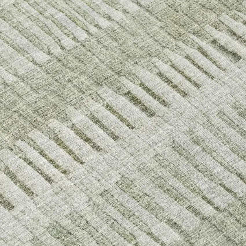 Sage And Green Striped Washable Indoor Outdoor Area Rug Photo 4