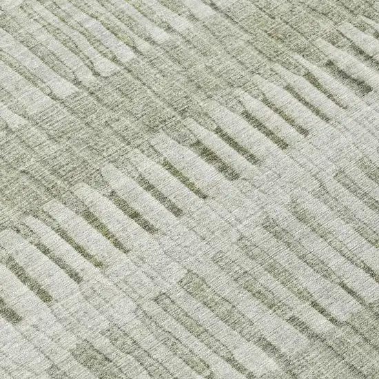 Sage And Green Striped Washable Indoor Outdoor Area Rug Photo 4