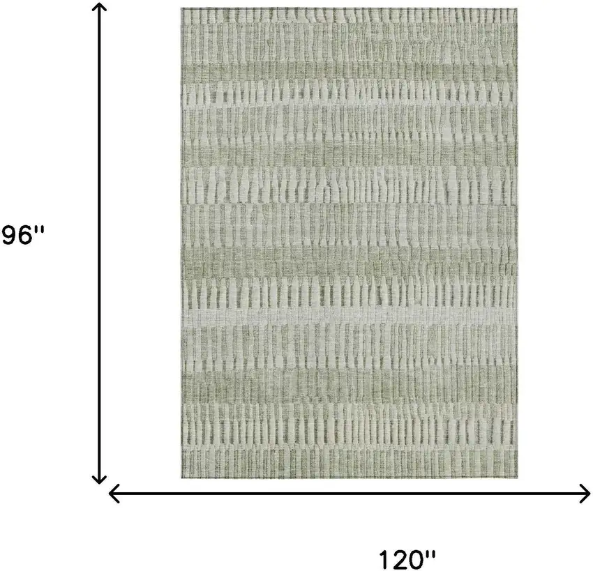 Sage And Green Striped Washable Indoor Outdoor Area Rug Photo 5