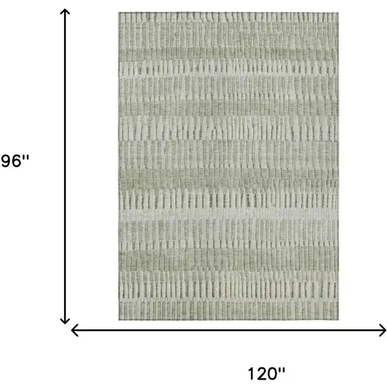 Sage And Green Striped Washable Indoor Outdoor Area Rug Photo 5