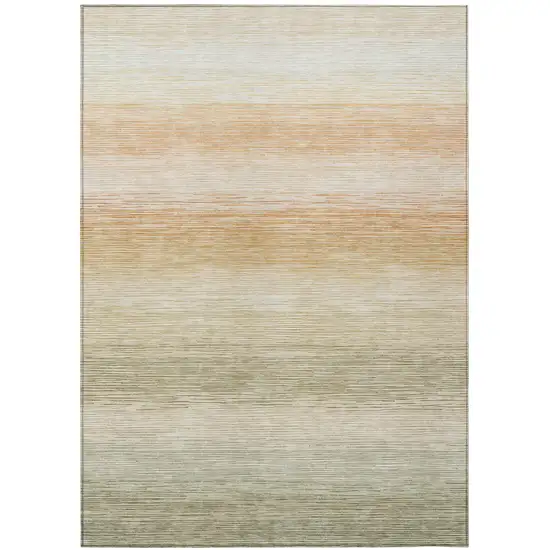 Sage And Green Striped Washable Indoor Outdoor Area Rug Photo 1