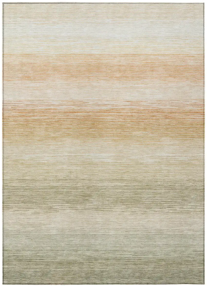 Sage And Green Striped Washable Indoor Outdoor Area Rug Photo 2
