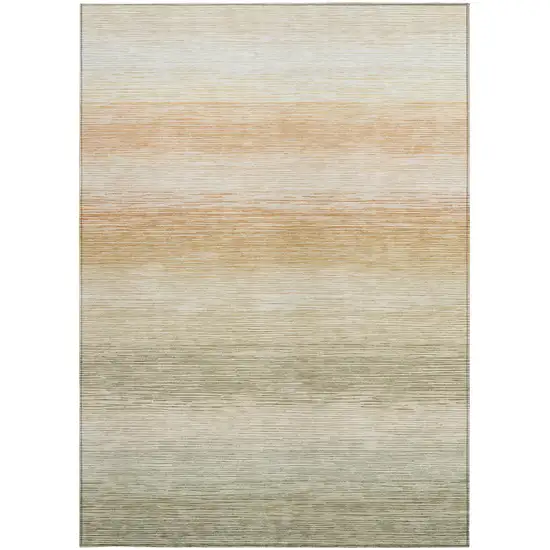 Sage And Green Striped Washable Indoor Outdoor Area Rug Photo 3