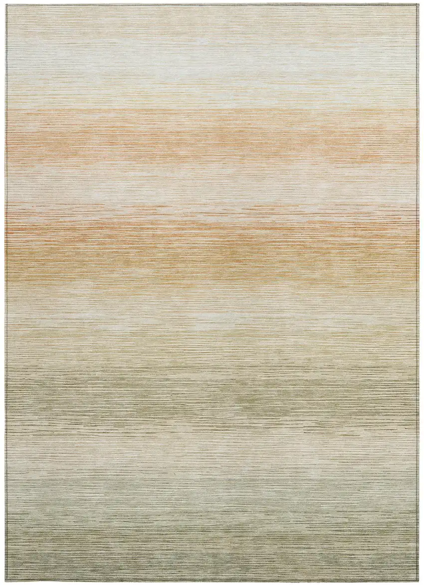 Sage And Green Striped Washable Indoor Outdoor Area Rug Photo 3