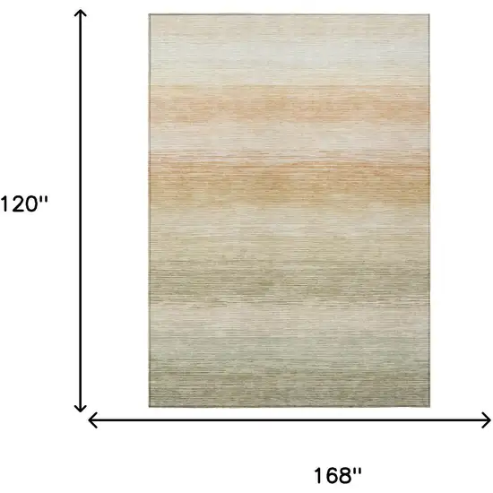 Sage And Green Striped Washable Indoor Outdoor Area Rug Photo 6