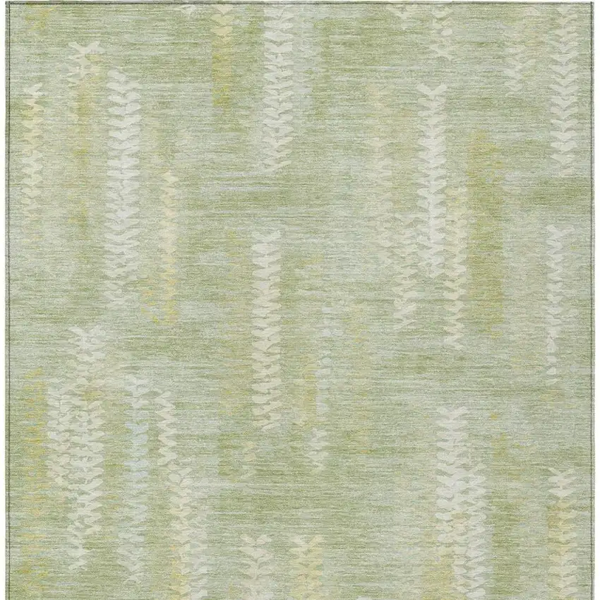Sage And Green Striped Washable Indoor Outdoor Area Rug Photo 2