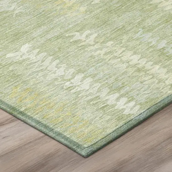 Sage And Green Striped Washable Indoor Outdoor Area Rug Photo 4