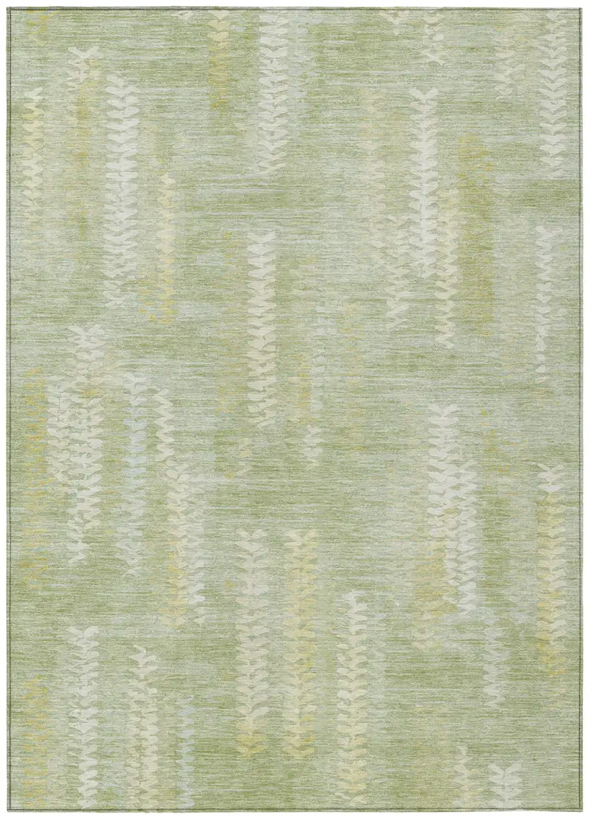 Sage And Green Striped Washable Indoor Outdoor Area Rug Photo 1
