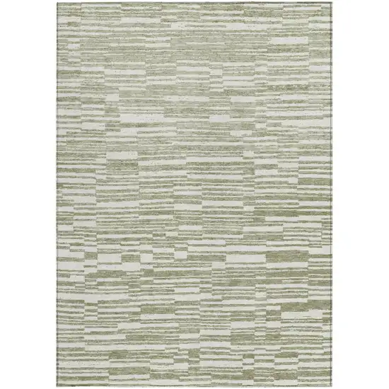 Sage And Green Striped Washable Indoor Outdoor Area Rug Photo 3