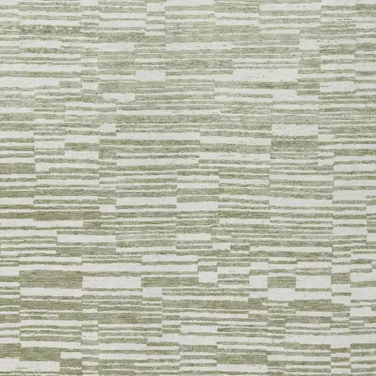 Sage And Green Striped Washable Indoor Outdoor Area Rug Photo 1