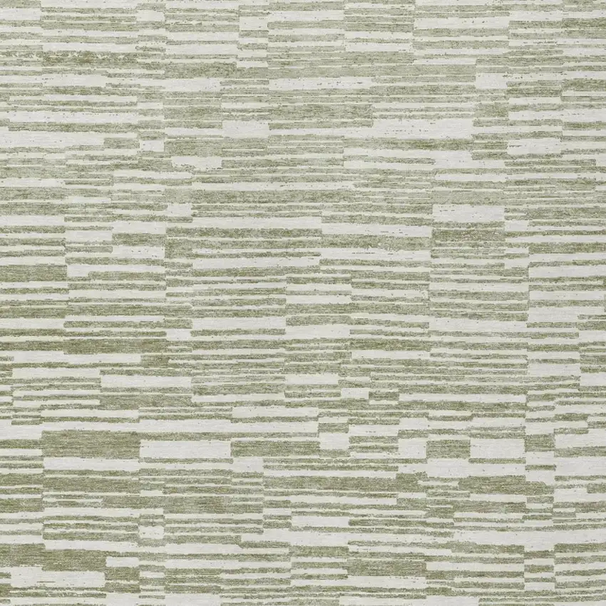 Sage And Green Striped Washable Indoor Outdoor Area Rug Photo 3