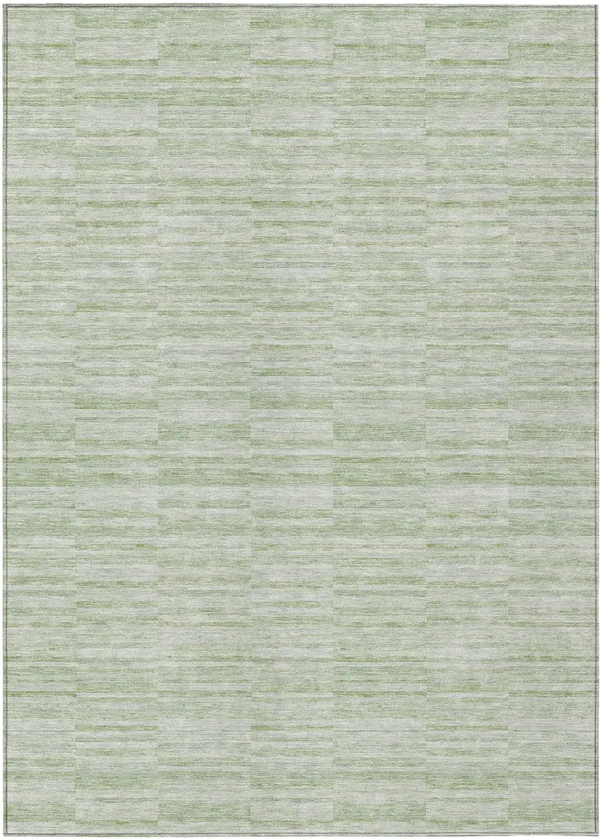 Sage And Green Striped Washable Indoor Outdoor Area Rug Photo 2
