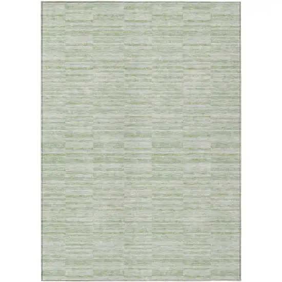 Sage And Green Striped Washable Indoor Outdoor Area Rug Photo 2