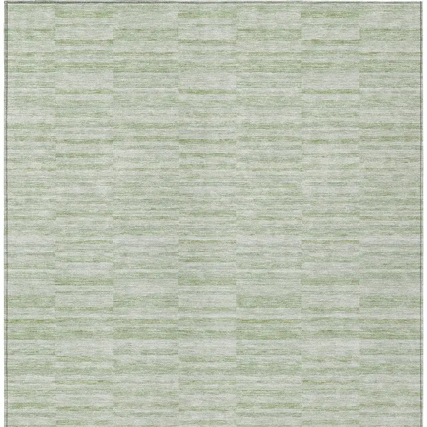 Sage And Green Striped Washable Indoor Outdoor Area Rug Photo 7
