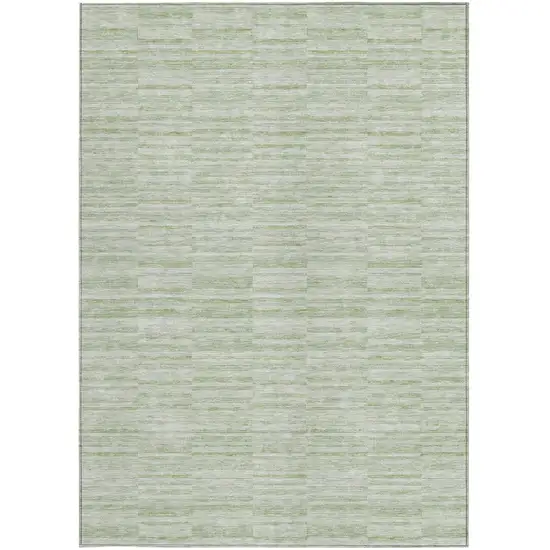 Sage And Green Striped Washable Indoor Outdoor Area Rug Photo 7