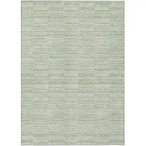Photo of Sage And Green Striped Washable Indoor Outdoor Area Rug
