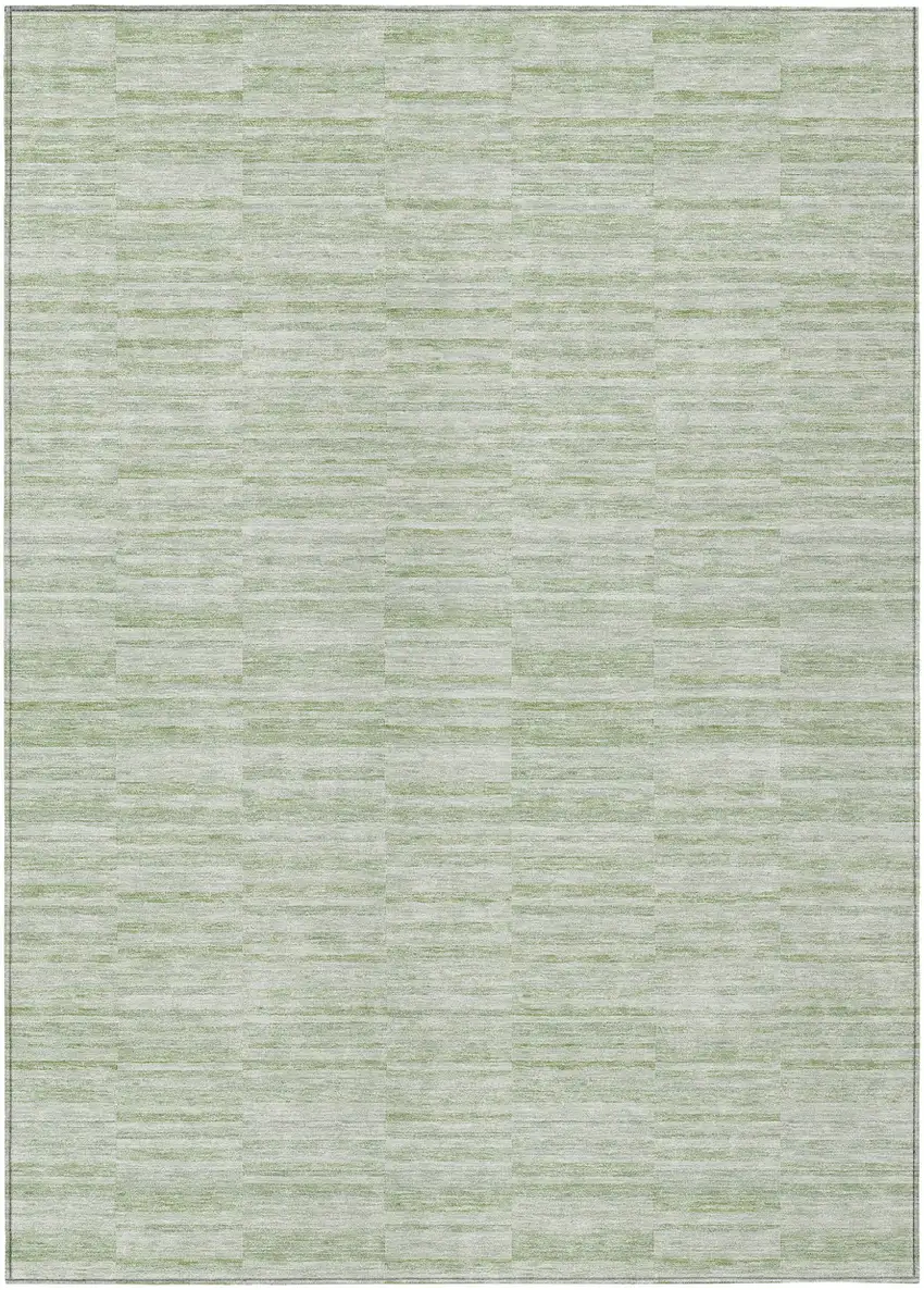 Sage And Green Striped Washable Indoor Outdoor Area Rug Photo 2