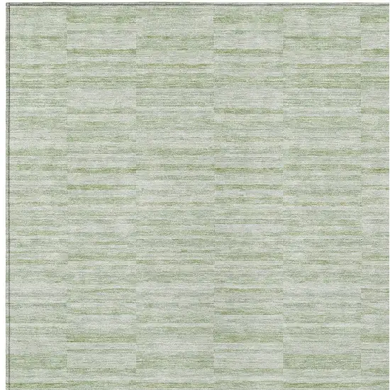 Sage And Green Striped Washable Indoor Outdoor Area Rug Photo 6