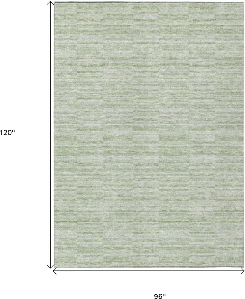 Sage And Green Striped Washable Indoor Outdoor Area Rug Photo 3