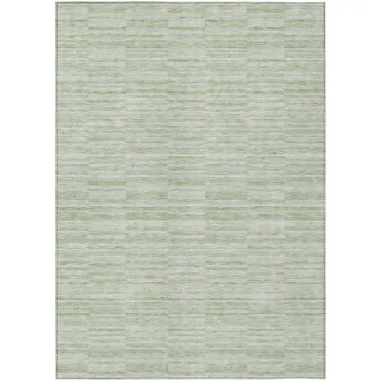 Sage And Green Striped Washable Indoor Outdoor Area Rug Photo 2