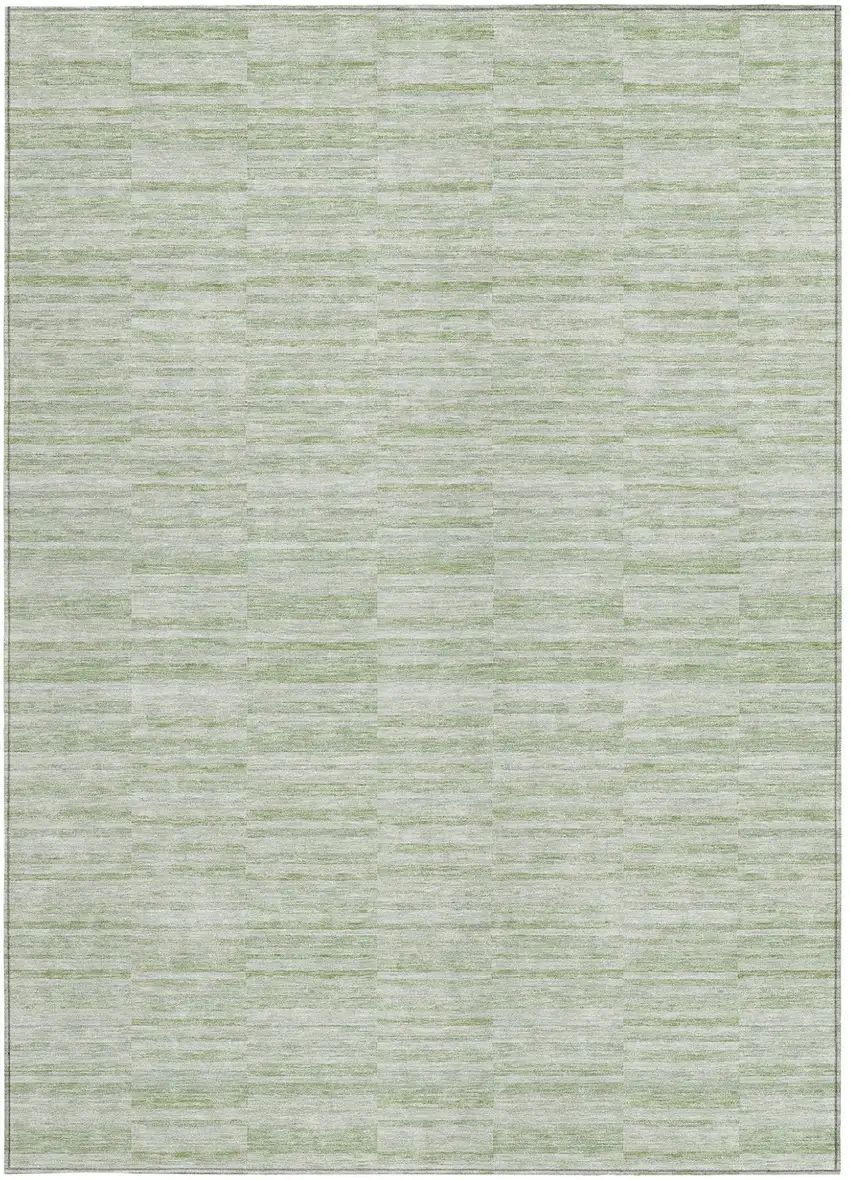Sage And Green Striped Washable Indoor Outdoor Area Rug Photo 7