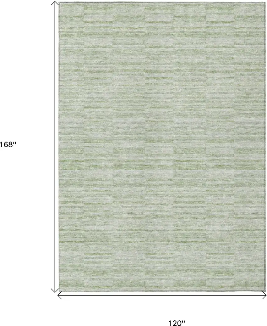 Sage And Green Striped Washable Indoor Outdoor Area Rug Photo 3