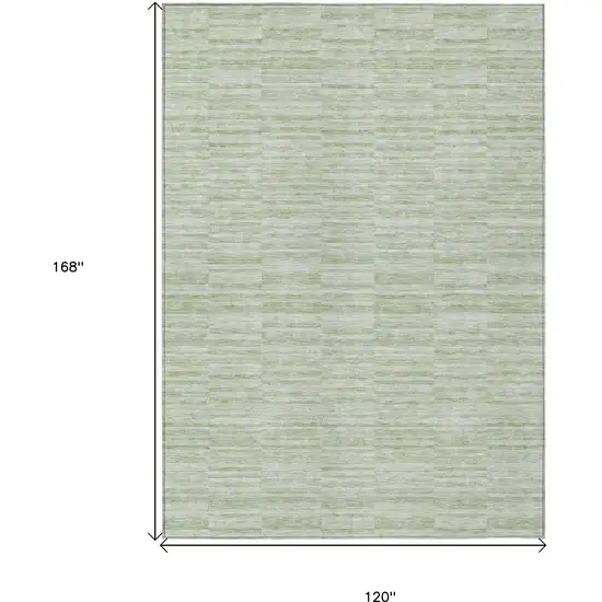 Sage And Green Striped Washable Indoor Outdoor Area Rug Photo 3