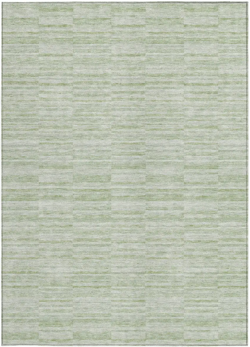 Sage And Green Striped Washable Indoor Outdoor Area Rug Photo 7