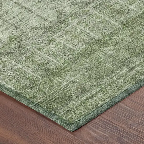Sage And Green Tribal Washable Indoor Outdoor Area Rug Photo 5