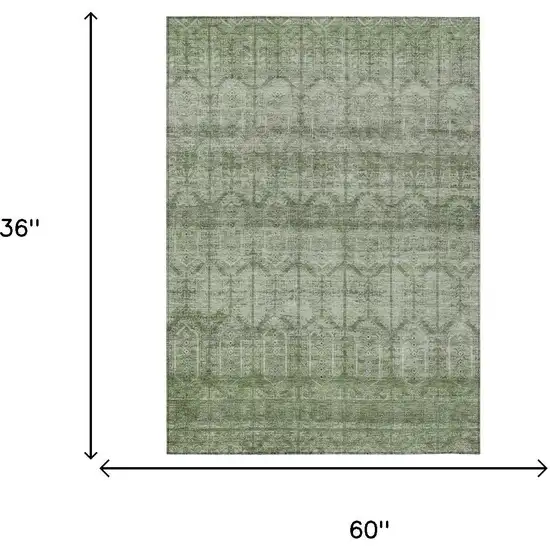 Sage And Green Tribal Washable Indoor Outdoor Area Rug Photo 7
