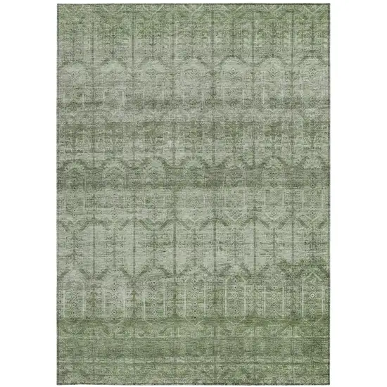 Sage And Green Tribal Washable Indoor Outdoor Area Rug Photo 4